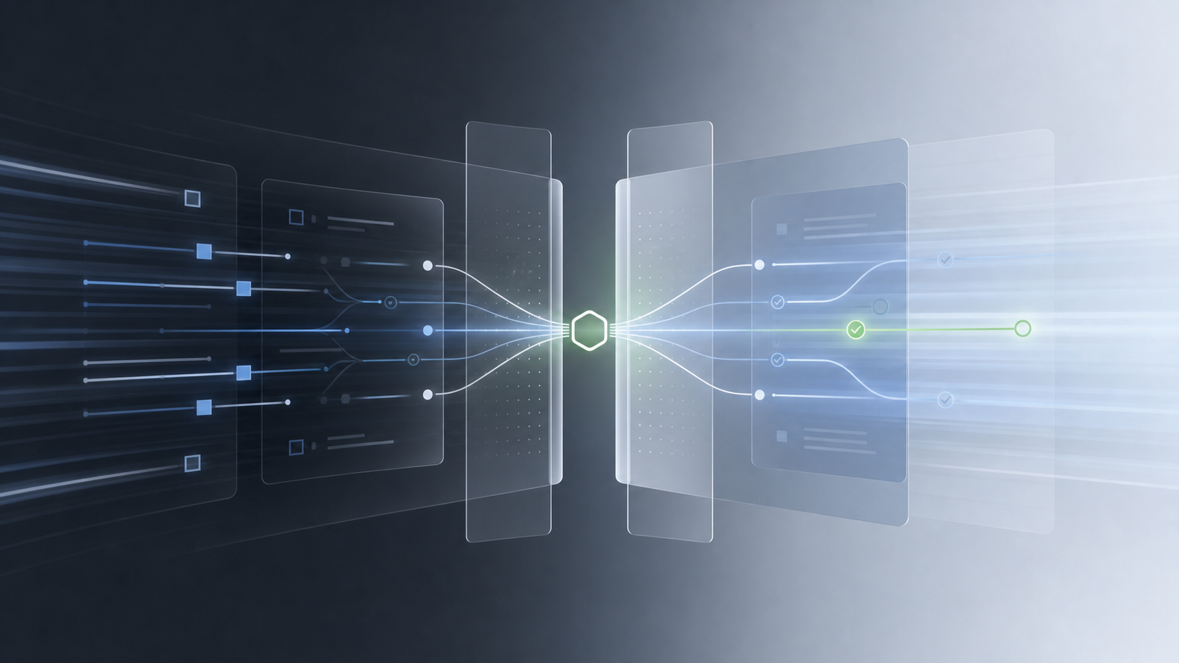Abstract illustration for approval gates and controlled AI decisions.